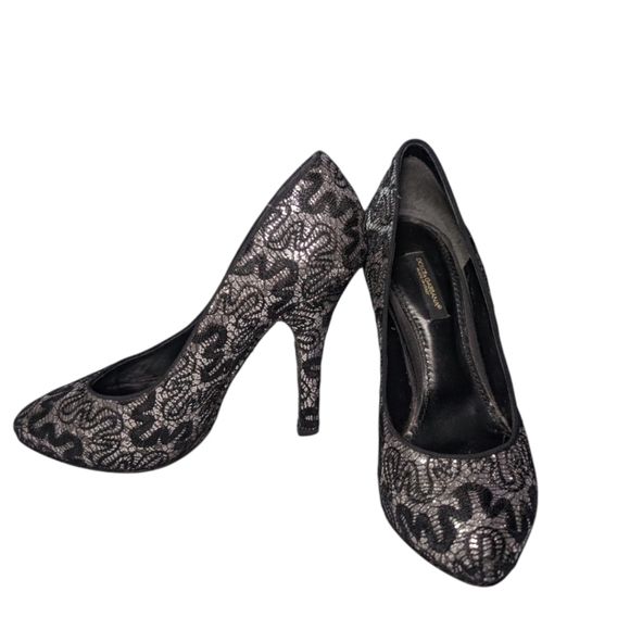 Dolce And Gabbana Elegant Black Lace Heels